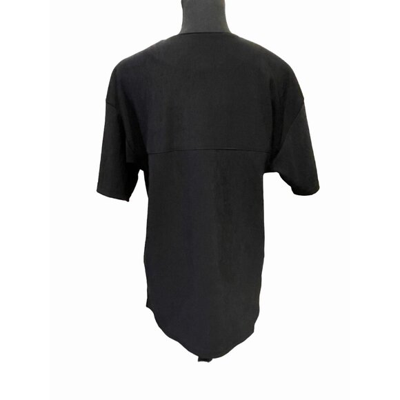 Vintage Colon black beaded button V-neck blouse tunic ribbed evening glam - Picture 4 of 8